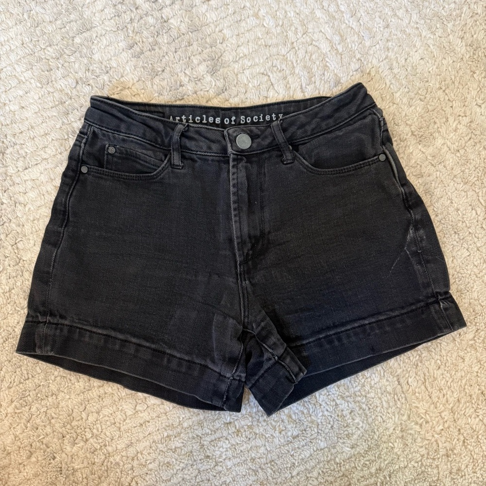 Articles Of Society Black Jean Shorts